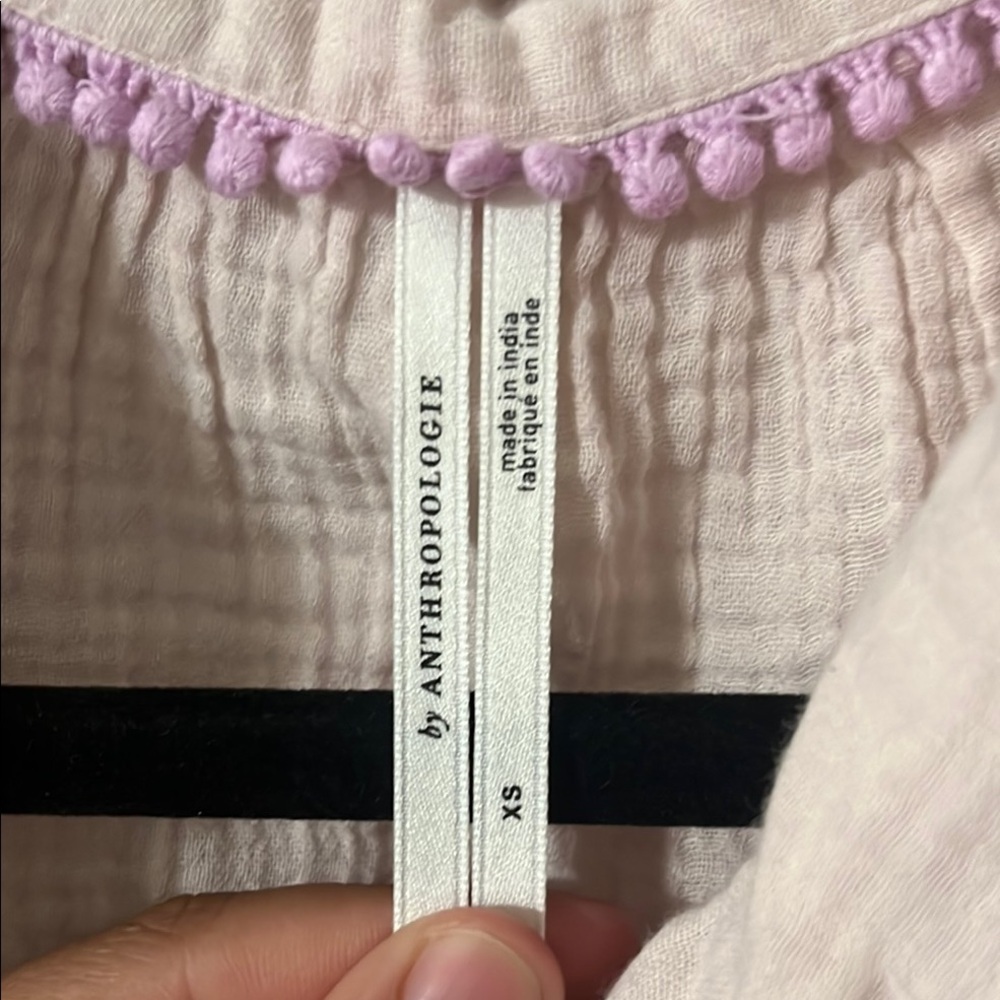 Anthropologie Pink Shirt with Embroidered - Picture 7 of 9